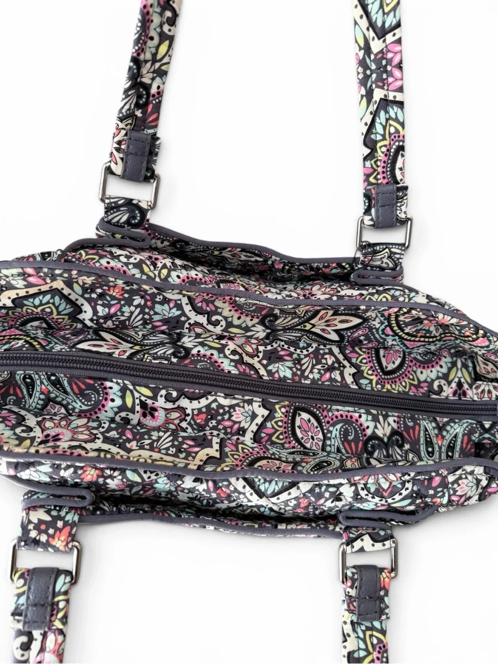 Vera Bradley Black Paisley Quilted Tote “Bonbon Paisley”